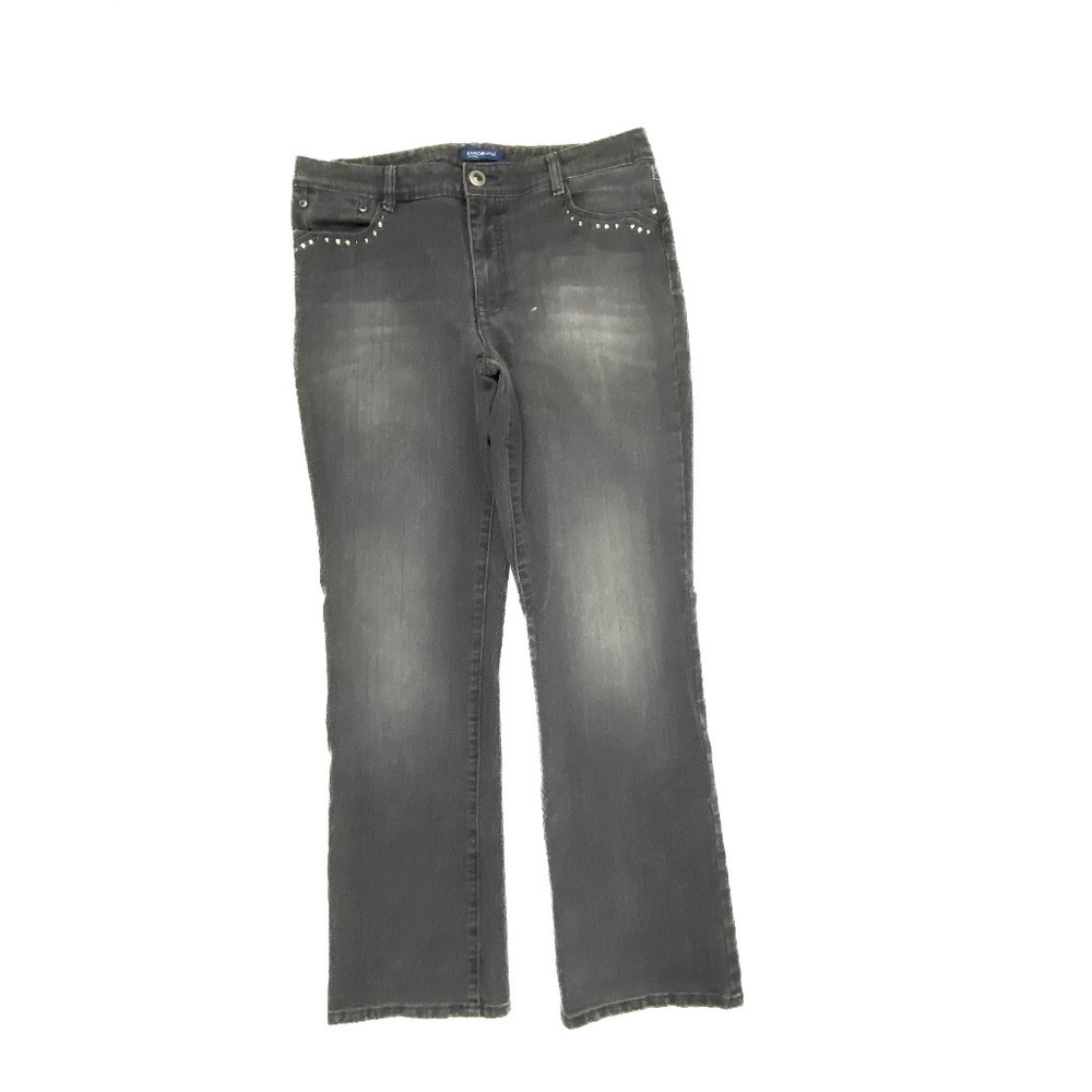 Bandolino Kelsey Bootcut Jeans Women 14 Black Studded Denim High Rise